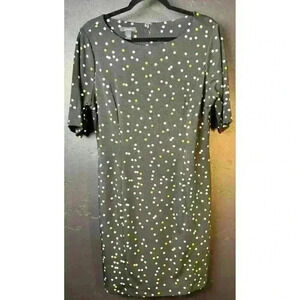 Alfani Womens Polka Dot Sheath Dress Black White Yellow Size 12